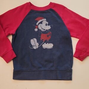 Disney Mickey Mouse Santa Holiday Raglan Sweatshirt S
